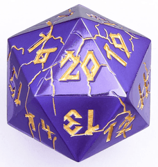 Hymgho Dice: 35mm D20 Spindown Shiny Purple (Purple and Gold) HY00279